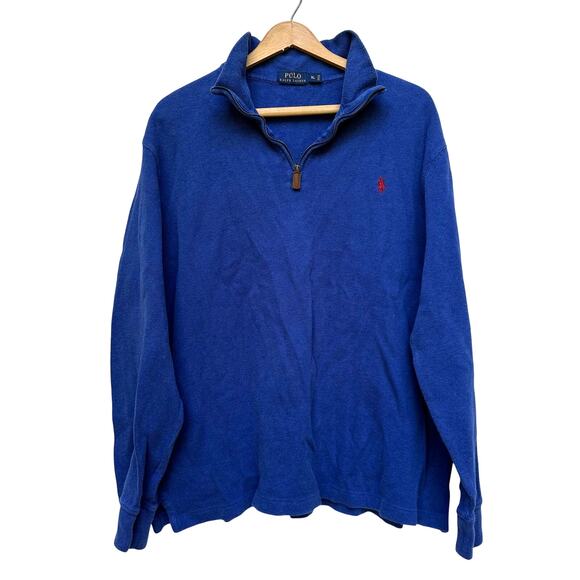 Polo Ralph Lauren Men’s XL Blue Quarter Zip Pullover 100% Cotton - Picture 1 of 6